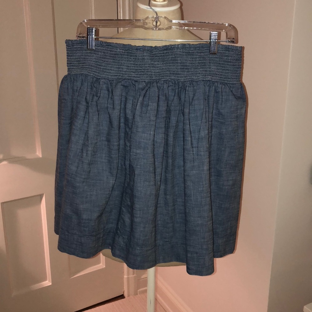 Reversible denim and floral skirt